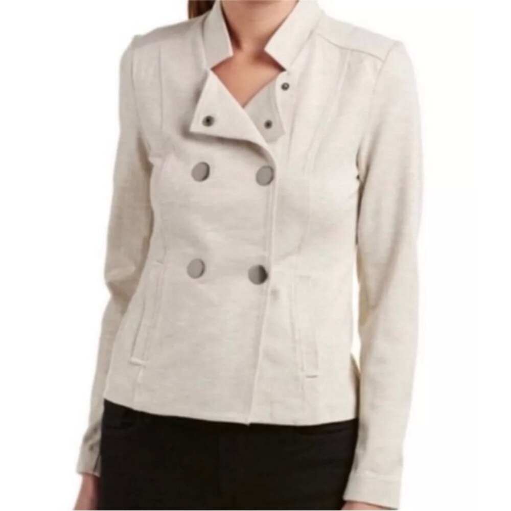 CABI‎ Oatmeal Charlie Double-Breasted Moto Syle Women's Jacket Size Medium